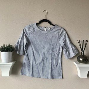 Striped Blouse with Flare Sleeve